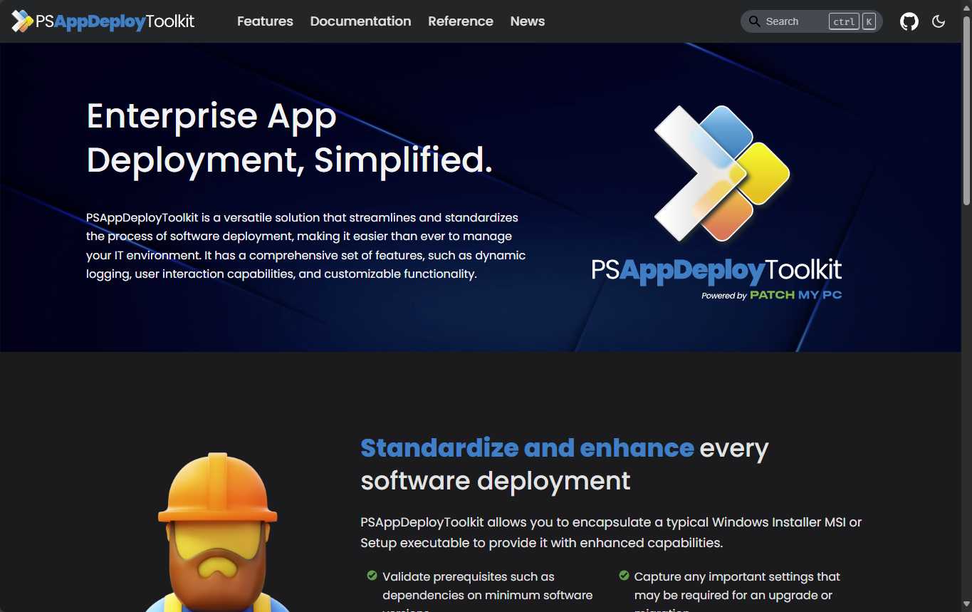 Screenshot of PSAppDeployToolkit website